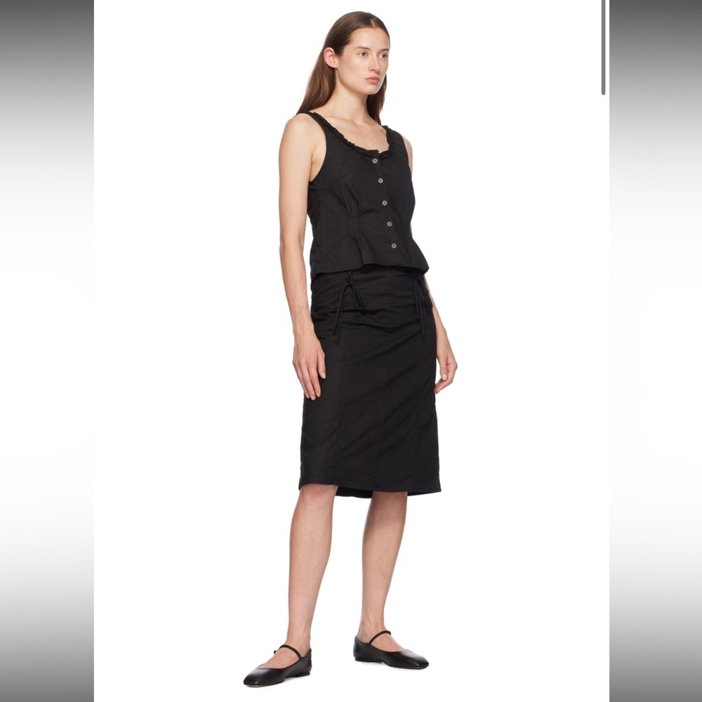 DEIJI STUDIOS Black Double Lace Up Midi Skirt - 100% organic cotton